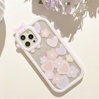 เคสโทรศัพท์มือถือแบบนิ่ม TPU ใส แต่งโบว์ ดอกคามิเลีย มอนสเตอร์ 3D สีชมพู แฟชั่น สไตล์เกาหลี สําหรับ Huawei P30 P40 P50 Pro Mate 40 Pro Nova 9 9SE 7 10 Pro Honor70