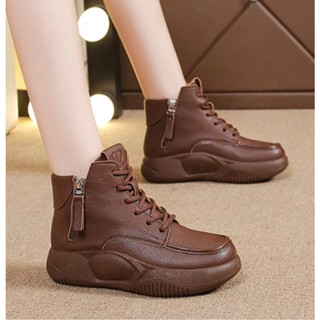 [kjcgeegofirst]JS-5cm รองเท้าบูทหุ้มข้อหนังนิ่มขาสวยทุกคู่