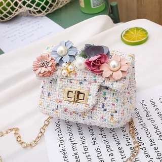 ( HB-276) กระเป๋า จิ๋ว สะพายข้าง ผ้าแคนวาส สายโซ่ ใบเล็กน่ารัก