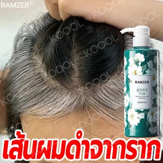 【ให้ผมเปลี่ยนเป็นสีดำจากราก】RAMZER ยาสระผมดำ 500ML ไม่ต้องย้อมผมแค่สระผมแล้วผมผมหงอกจะค่อยๆหายไป แชมพูปิดผมหงอก