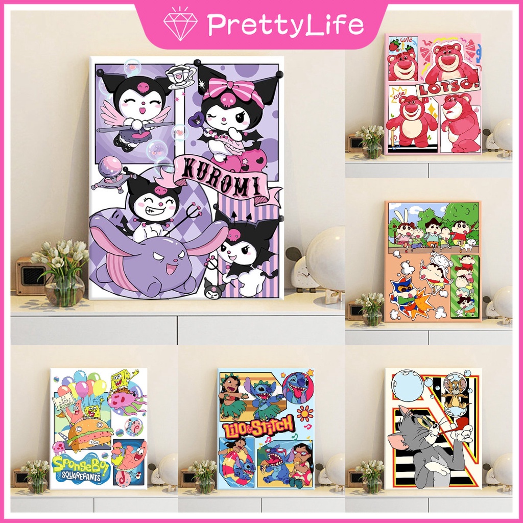 SANRIO ชุดงานจิตรกรรมเม็ดบีด ทรงเพชร 5D ลายการ์ตูนชินจัง หมี สตรอเบอร์รี่ ซานริโอ้ คุโรมิ แฮนด์เมด สําหรับตกแต่งบ้าน DIY