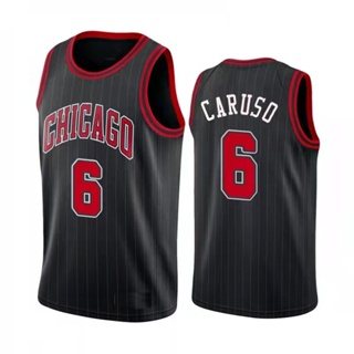 เสื้อกีฬาบาสเก็ตบอล NBA Chicago Bulls Jersey สําหรับผู้ชาย #เสื้อกีฬาแขนสั้น ลายทีม Swingman Dri-Fit Jerseys 6 Alex Caruso สีดํา และสีฟ้า สไตล์เรโทร 347356