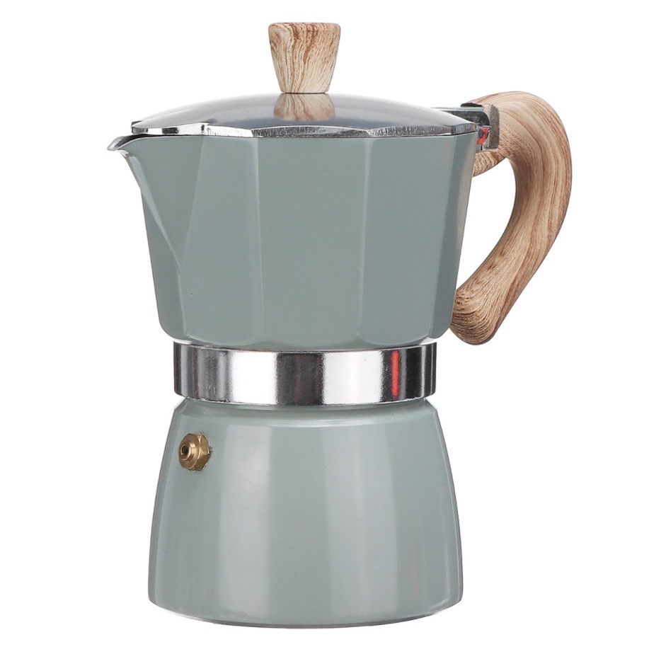 เครื่องกรองน้ำ Moka Pot กาต้มกาแฟพกพา หม้อต้มกาแฟ หม้อกาแฟลายไม้ มี 6 สีให้เลือก