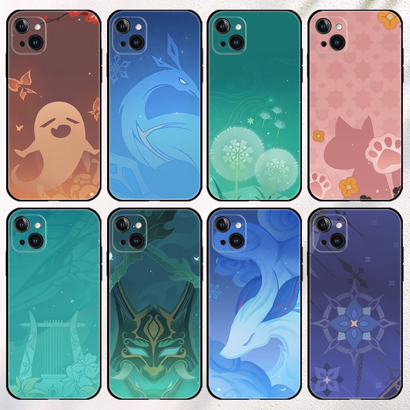 เคสโทรศัพท์มือถือ ลายการ์ตูนอนิเมะ Genshin Impact Name Card Version DIY สําหรับ iPhone 14 13 12 11 X Xs Max