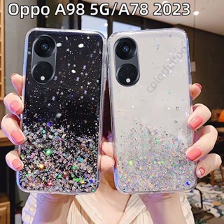 For Oppo A98 5G A 98 A78 A77S A77 5G Clear Glitter Star Phone Case Simple TPU Soft Back Casing Anti-fall Protection Cute Girl Back Cover Casing