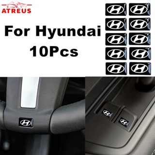 สติกเกอร์ 3D ติดพวงมาลัยรถยนต์ อุปกรณ์เสริม สําหรับตกแต่ง Hyundai Creta Stargazer Grand i10 Kona Tucson Ioniq 5 Palisade Accent H1 Santa F 10 ชิ้น