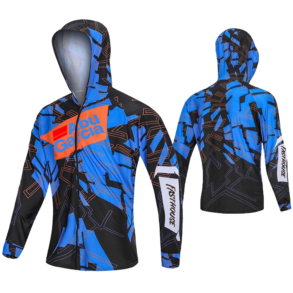 พร้อมส่ง ABUGARCIA เสื้อแขนยาว มีฮู้ด แห้งเร็ว ป้องกันรังสียูวี สีฟ้า สําหรับตกปลา