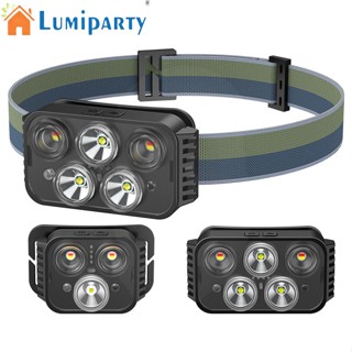 Lumiparty ไฟฉายคาดศีรษะ Led กันน้ํา สว่างมาก ชาร์จ Usb เหนี่ยวนําไฟหน้า ไฟฉายสวมศีรษะ