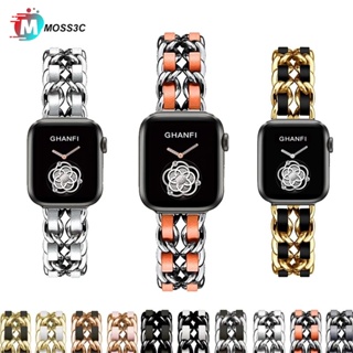 สายนาฬิกาข้อมือหนัง โลหะ สําหรับ Iwatch Band Series 8 Ultra 7 SE 6 5 4 3 Iwatch 49 มม. 41 มม. 45 มม. 44 มม. 40 มม.