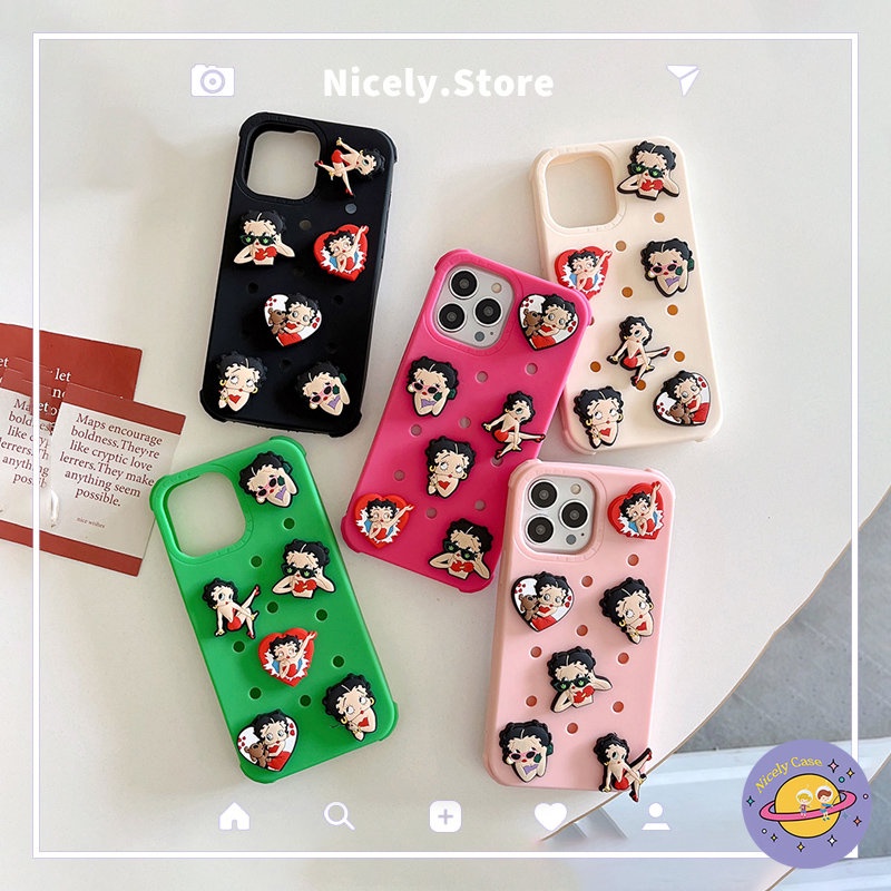 เคสโทรศัพท์มือถือ ซิลิโคน ลายการ์ตูน Betty Boop DIY สําหรับ iPhone 14 13 12 11 Pro Max