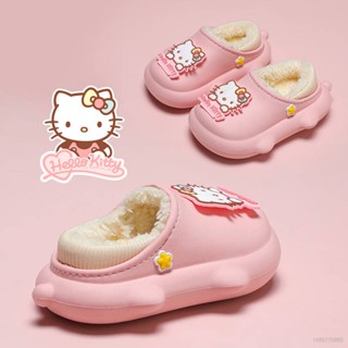 [Doly] Sanrio HelloKitty mymelody Kuromi Cinnamon รองเท้าแตะ ผ้าฝ้าย กันน้ํา ให้ความอบอุ่น เหมาะกับฤดูหนาว สําหรับเด็กผู้หญิง