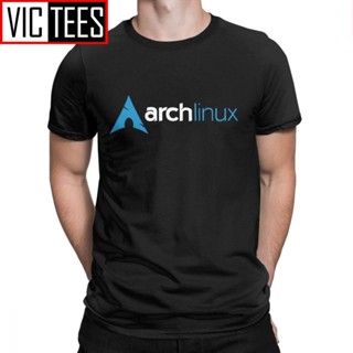 เสื้อยืดคอกลม แขนสั้น ผ้าฝ้ายแท้ ลาย Arch Linux ขนาดใหญ่ สไตล์ยุโรป สําหรับผู้ชาย