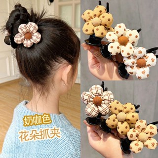 Childrens grasping clip, pill head, hair, fixed grip, Korean version, cloth art, flower clip, little girl, princess hair ornament.