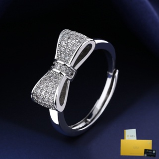 [พร้อมใบรับรอง Gra] แหวนแฟชั่น ประดับโบว์ เพชร หรูหรา