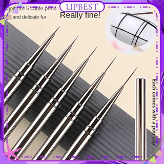 ♕Nail Art Wire Drawing Functional Pen Ultra-Fine Pulling Metal Rod Hook Edge Painting Flower Phototherapy Brush Manicure Tool For Nail Shop 5 Designs UPBEST