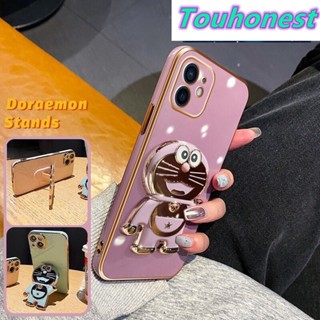 For Apple เคสไอโฟน iPhone 11 Pro Max เคส iPhone 6 Plus Casing iPhone X Case iPhone XS max Case iPhone 6S Plus Case iPhone XR Case Cartoon Jingle Cat Cute Anime Doraemon Folding Stand Phone Holder Cover Cassing Cases Case TD โทรศัพท์มือถือ