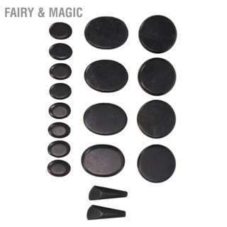 Fairy &amp; Magic 18 ชิ้นหินร้อนหินนวดกล้ามเนื้อผ่อนคลายบำบัดหินร้อนบะซอลต์พร้อมกล่องอุ่น