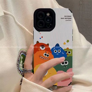 เคสโทรศัพท์มือถือหนังแกะ แบบนิ่ม ลายการ์ตูนมอนสเตอร์ กันกระแทก สําหรับ Iphone 11Pro MAX 14 PRO MAX 11 12 13 6 7 8plus XR Xmax