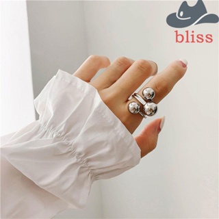 Bliss แหวนโลหะ ทรงกลม ขนาดใหญ่ สีเงิน สีทอง เครื่องประดับ สําหรับผู้หญิง