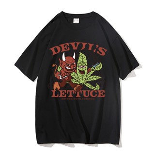 มีความสุข เสื้อยืด ผ้าฝ้าย พิมพ์ลายกราฟิก Devil S Lettuce Better With Eriends พลัสไซซ์ สําหรับผู้ชาย