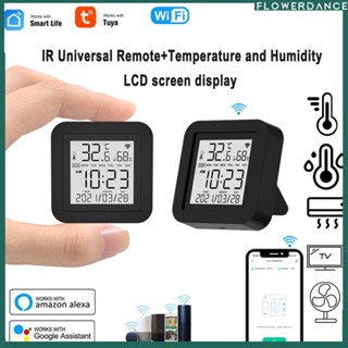 Tuya Wifi Ir Universal Remote Controller + เซ็นเซอร์อุณหภูมิและความชื้นหน้าจอแสดงผล LCD การควบคุมแอพรองรับการควบคุมด้วยเสียงทำงานร่วมกับ Google Assistant ดอกไม้