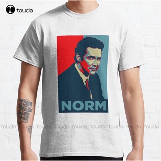 เสื้อยืดลําลอง แขนสั้น พิมพ์ลาย Norm Macdonald Political Poster ขนาดใหญ่ สไตล์คลาสสิก สําหรับผู้ชาย และผู้ใหญ่