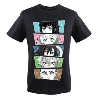 เสื้อยืดลําลอง แขนสั้น พิมพ์ลายกราฟฟิค Demon Slayer ทรงหลวม ขนาดใหญ่ เหมาะกับฤดูร้อน สไตล์ฮาราจูกุ สําหรับผู้ชาย และผู้หญิง 2023