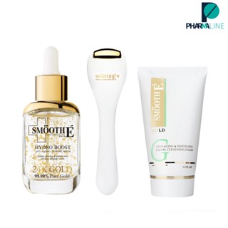 Smooth E Gold Advanced Boosting Set (Roller (Gold),24K Gold  30Ml, Gold Cleansing Foam 1.5 Oz.)[Pline]