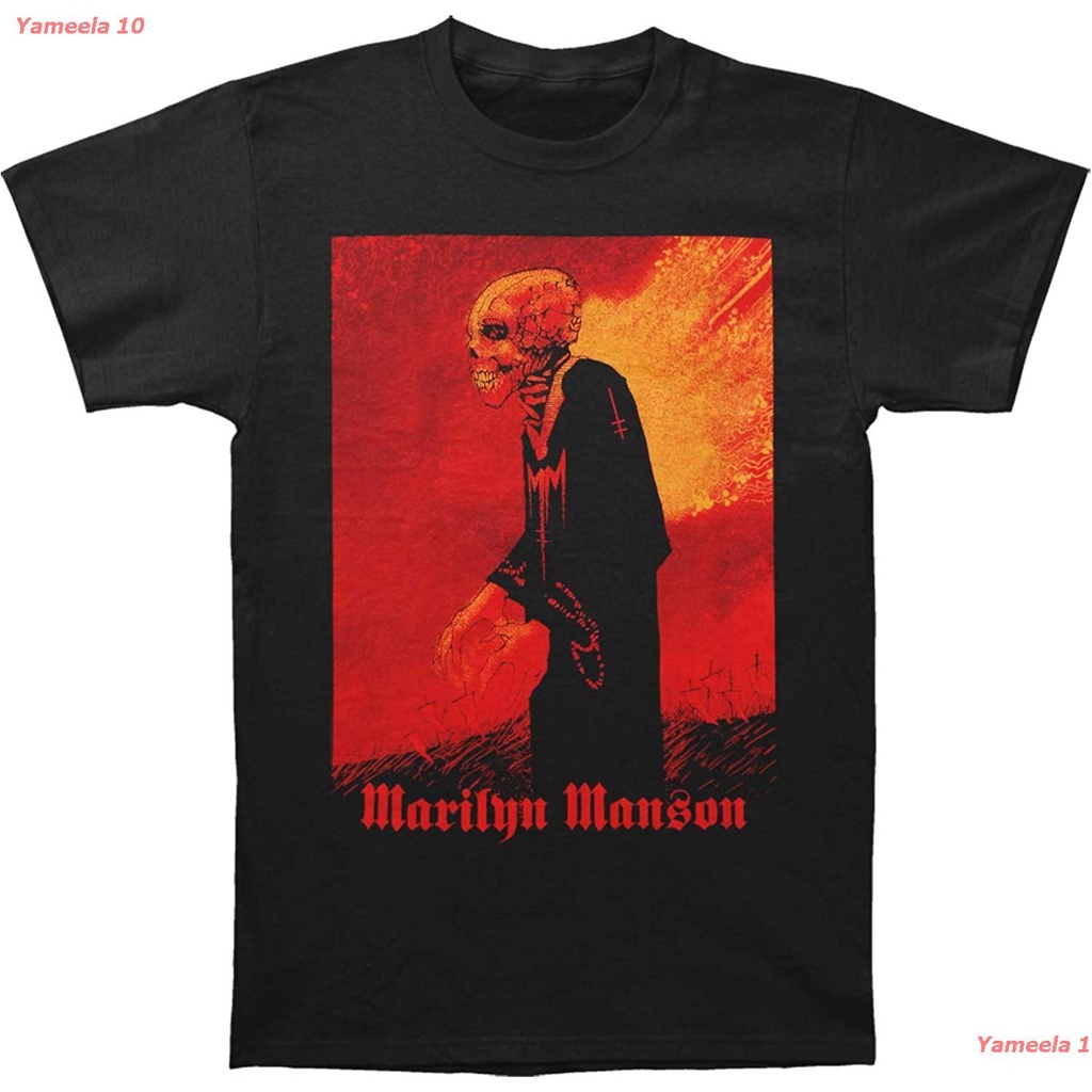 แฟชั่นใหม่ เสื้อยืดผ้าฝ้ายพิมพ์ลายขายดีYameela 10 Marilyn Manson 'Mad Monk' T-Shirt  มาริลีน แมนสัน Marilyn Manson วงร็อ