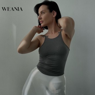 Weania เสื้อกล้ามลําลอง สายคล้องคอ เข้ารูป แฟชั่นฤดูร้อน สําหรับผู้หญิง