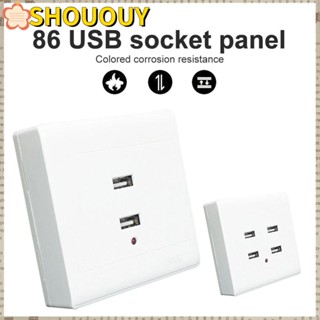 SHOUOUY ซ็อกเก็ตไฟฟ้า 2/4 พอร์ต สําหรับอะแดปเตอร์ติดผนังบ้าน USB