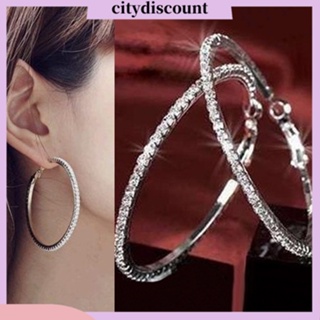 &lt;citydiscount&gt; ต่างหูห่วง ห้อยพลอยเทียม แวววาว หรูหรา สไตล์พังก์ แฟชั่นสําหรับผู้หญิง 1 คู่