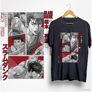 Sy7 เสื้อยืดแขนสั้นลําลอง ทรงหลวม พิมพ์ลายกราฟิกอนิเมะ Slam Dunk SHOHOKU พลัสไซซ์ สีดํา สีขาว YS7