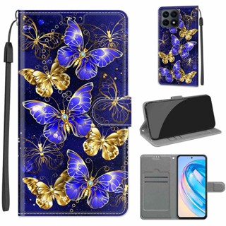 เคสโทรศัพท์มือถือหนัง ฝาพับแม่เหล็ก พร้อมช่องใส่บัตร 3D สีพื้น สําหรับ Honor X9A 5G Magic5 Lite X8A 4G X8 X30i X8 5G X6 X7