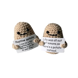 2pcs Birthday Gift Soft Home Decoration New Year Kids Adults With Cards Wool Knitting Positive Potato