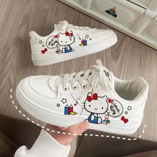 Sanrio Summer Lady Shoes รองเท้าผ้าใบระบายอากาศสำหรับเด็กผู้หญิงรองเท้าสีขาวขนาดเล็ก