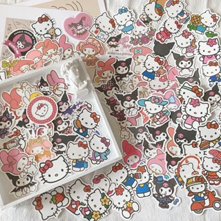 SANRIO สติกเกอร์ ลายการ์ตูนแมว Kulomi Melody Kitty กันน้ํา สําหรับตกแต่งขวดน้ํา โน๊ตบุ๊ค 50 ชิ้น