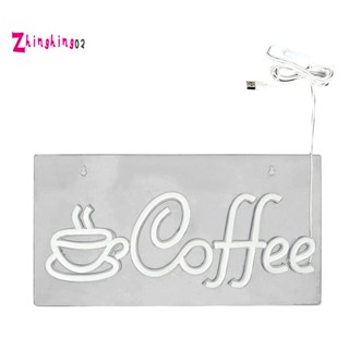 ป้ายกาแฟนีออน พลังงาน USB พร้อมโซ่โลหะ ป้ายกาแฟนีออน LED สําหรับตกแต่งผนัง คาเฟ่ ร้านอาหาร