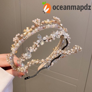 OCEANMAPDZ ที่คาดผม ประดับมุก คริสตัล แวววาว สองชั้น สไตล์วินเทจ เครื่องประดับ สําหรับผู้หญิง