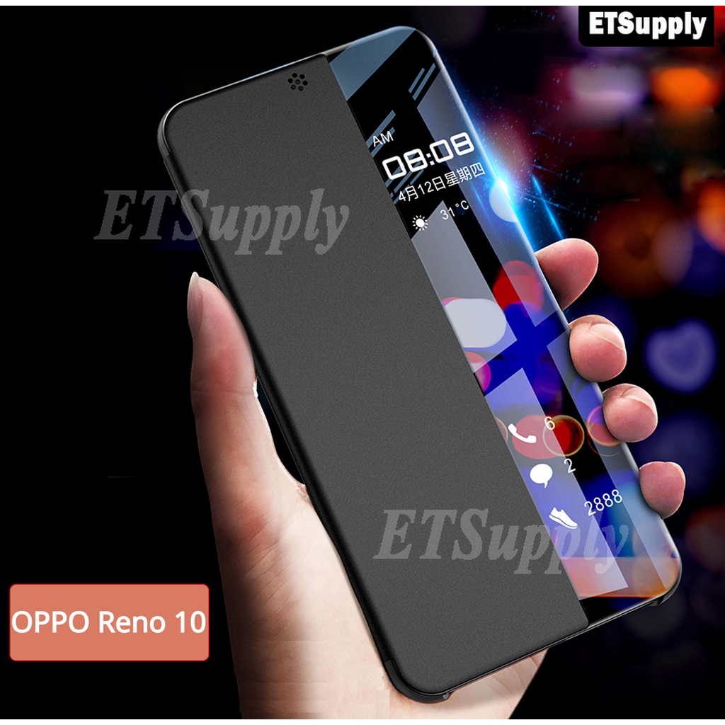 กรณีพลิก OPPO Reno 10 Pro Plus 5G Smart View ผู้ถือขาตั้งโทรศัพท์ฝาหลังสําหรับ OPPO Reno10 Pro Plus 