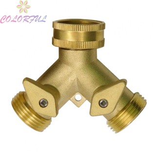 【COLORFUL】Hose Splitter Brass Garden Gold Hose Connector Splitter Brass Tap Outlet