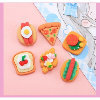 Jibbitz อาหารพิซซ่าน่ารัก สําหรับ Crocs Ham Bread Shoe Charms Pin Snack Jibitz Charm Toast Jibits Crocks สําหรับเด็ก อุปกรณ์เสริมตกแต่งรองเท้า