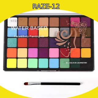 [Raze12] ชุดพาเลทสีเพ้นท์ร่างกาย 40 สี สําหรับแต่งหน้า เทศกาลดนตรี