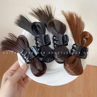 Spicy girl half-tie chicken feather shuttlecock head grip lazy wind chicken nest ball hair bag 2023 new fountain high ponytail