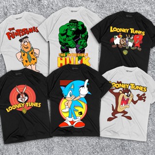 Flcls เสื้อยืด พิมพ์ลายการ์ตูนอนิเมะ Flintstone looney tunes popeye garfield the simspson wolverine sonic marvel S-5XL