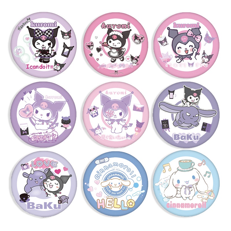 SANRIO เข็มกลัด ลายการ์ตูนอนิเมะ Kuromi Cinnamon Two Dimensional ขนาด 58 มม.