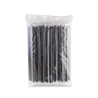 [6mm] หลอดพลาสติก ทรงตรง ปลายแหลม ห่อฟิล์ม ยาวพิเศษ 25 cm สำหรับเครื่องดื่มเย็น แก้วทรงสูง ชา กาแฟ บรรจุ 100 ชิ้น/แพ็ค