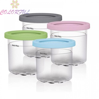 【COLORFUL】Ice Cream Can 4 Pcs And Lids Ice Cream Pints Containers Replacement Box