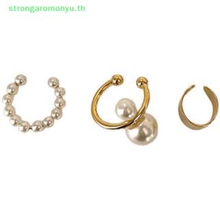 Strongaromonyu ต่างหูห่วง แบบคลิปหนีบ 3 ชิ้น ต่อชุด สําหรับผู้หญิง