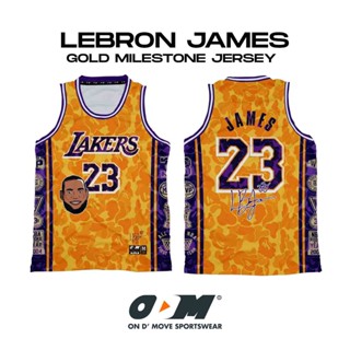 เสื้อกีฬาแขนสั้น ลายทีม Lebron James Gold